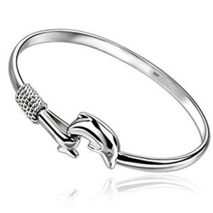 Dolphin Silver clasp  bangle bracelet